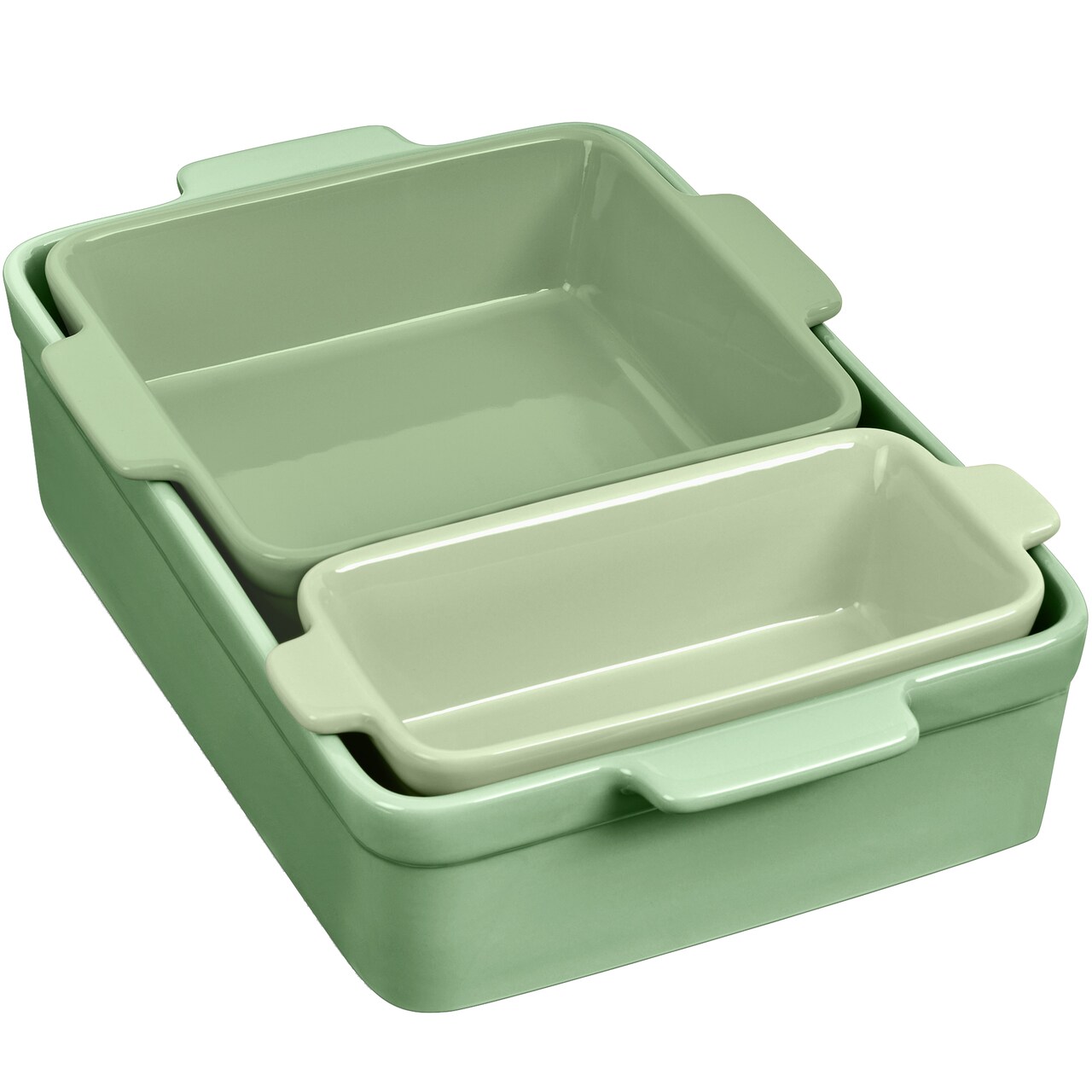 Best Choice Products Ceramic Bakeware Set of 3 Casserole, Loaf, and Square Dishes w/ Handles